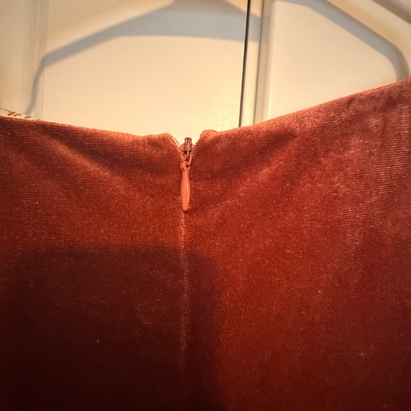 Hem & Thread Velvet Dress-Rust - Picture 4 of 6